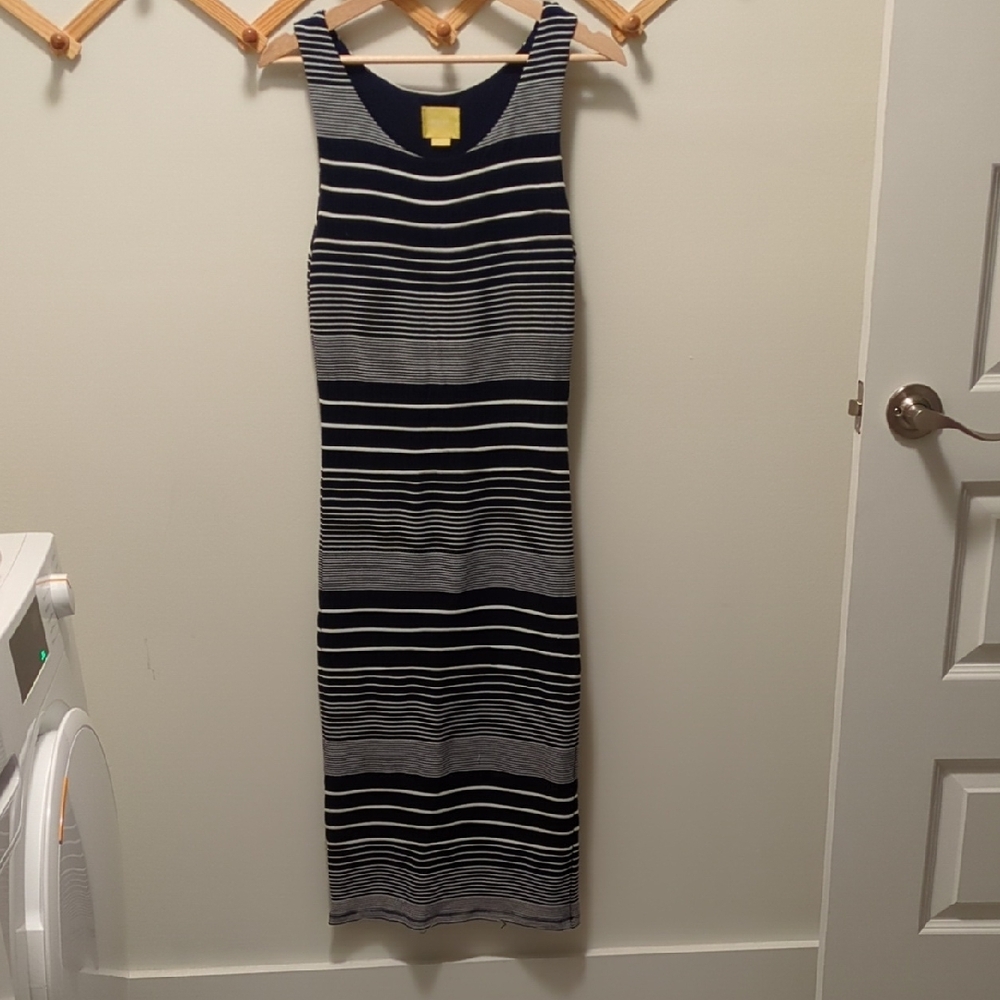 ANTHROPOLOGIE MAEVE Edisto Column Blue & White Striped Sleeveless Dress